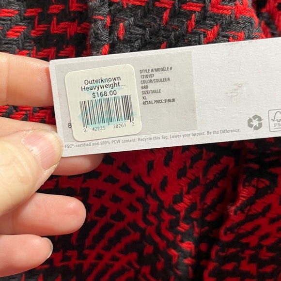 Outerknown Cloud Weave Men's Red Plaid Button Blanket Shirt Sz XL New Organic - Picture 5 of 7